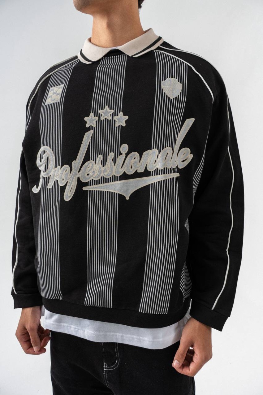 Retro Code Polo Yaka Siyah Erkek Sweatshirt - Aksesuarix - Türkiye