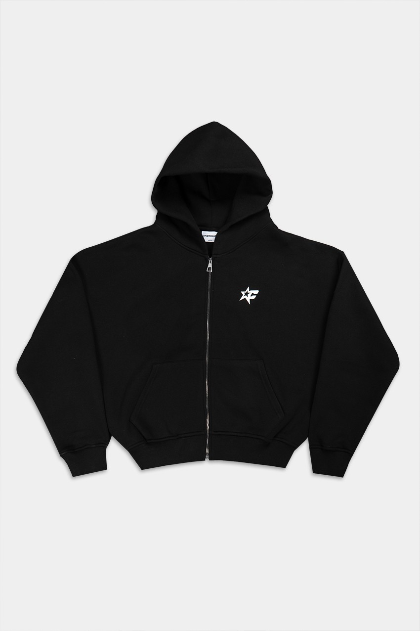 Crupt Black Nova Boxy Crop Erkek Ceket Zip Hoodie - Aksesuarix