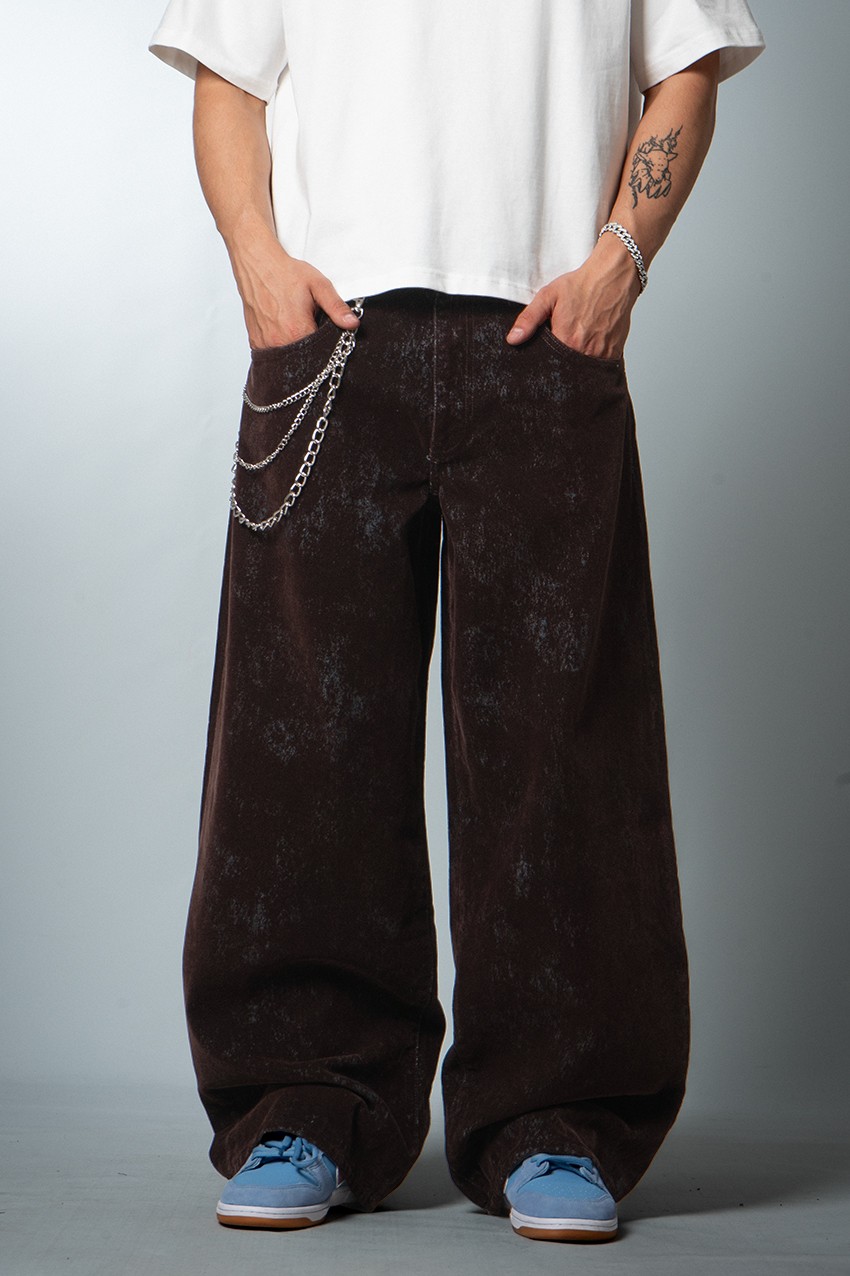 Midnight Velvet Wide Leg Super Baggy Erkek Jean Pantolon
