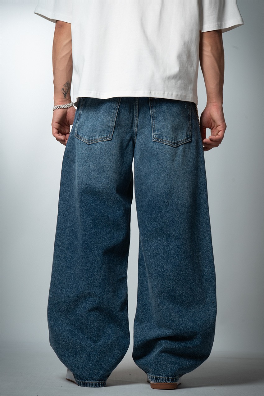 Faded Ripped Super Baggy Yırtık Detaylı Erkek Jean Pantolon